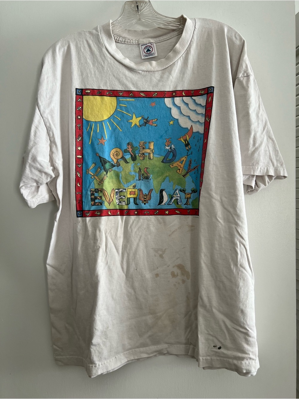 White 'Earth Day Everyday' Graphic Tee with Colorful Print